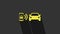 Yellow Smart car alarm system icon isolated on grey background. The smartphone controls the car security on the wireless