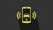 Yellow Smart car alarm system icon isolated on grey background. The smartphone controls the car security on the wireless