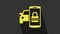 Yellow Smart car security system icon isolated on grey background. The smartphone controls the car security on the