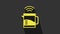 Yellow Smart electric kettle system icon isolated on grey background. Teapot icon. Internet of things concept with