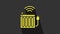 Yellow Smart heating radiator system icon isolated on grey background. Internet of things concept with wireless