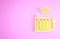 Yellow Smart heating radiator system icon isolated on pink background. Internet of things concept with wireless