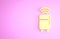 Yellow Smart refrigerator icon isolated on pink background. Fridge freezer refrigerator. Internet of things concept with