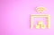 Yellow Smart warehouse system icon isolated on pink background. Minimalism concept. 3d illustration 3D render