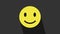 Yellow Smile face icon isolated on grey background. Smiling emoticon. Happy smiley chat symbol. 4K Video motion graphic