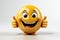 A yellow smiley face with two thumbs up, clipart on white background.