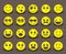 Yellow smileys faces icon and emoticons with facial expressions