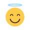 Yellow Smiling Cartoon Face Cute Angel Emoji People Emotion Icon