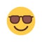 Yellow Smiling Cartoon Face In Sun Glasses Emoji People Emotion Icon