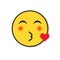 Yellow Smiling Face Sending Blow Kiss Positive People Emotion Icon