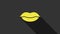 Yellow Smiling lips icon isolated on grey background. Smile symbol. 4K Video motion graphic animation
