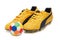 Yellow soccer footwear