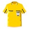Yellow soccer referee shirt icon, cartoon style