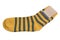 Yellow sock have brand on a white background