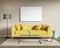 Yellow sofa in a modern living room