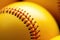 Yellow softball on yellow plain studio background, athletic minimal baseball sports