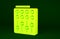 Yellow Sound mixer controller icon isolated on green background. Dj equipment slider buttons. Mixing console. Minimalism