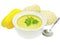 Yellow soup with bread