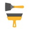 Yellow spatula. Tool for the home repair. Household