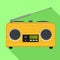 Yellow speaker radio icon, flat style