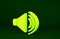 Yellow Speaker volume, audio voice sound symbol, media music icon isolated on green background. Minimalism concept. 3d