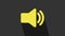 Yellow Speaker volume - audio voice sound symbol, media music icon isolated on grey background. 4K Video motion graphic