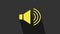 Yellow Speaker volume, audio voice sound symbol, media music icon isolated on grey background. 4K Video motion graphic