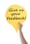 Yellow Speech Balloon With Give Us Feedback