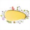 Yellow speech bubble with floral elements