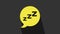 Yellow Speech bubble with snoring icon isolated on grey background. Concept of sleeping, insomnia, alarm clock app, deep