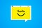 Yellow Speech bubble Website Screen Design With Smiley face. Smile Word Written in Touchscreen With happy emoji symbol. Creative