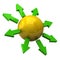 Yellow sphere and green arrows