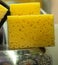 Yellow sponge kitchen wash cleaning