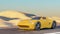 Yellow sport car render landscape scene