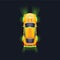 Yellow sports car view from the top. Racing design. Blockchain game. Modern colorful design