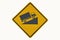 Yellow square sign to beware slope warning