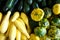 Yellow Squash, Zucchini and Gourds for Sale at a Farmers Market