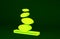 Yellow Stack hot stones icon isolated on green background. Spa salon accessory. Minimalism concept. 3d illustration 3D