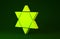 Yellow Star of David icon isolated on green background. Jewish religion symbol. Symbol of Israel. Minimalism concept. 3d