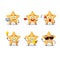 Yellow starfish cartoon character with various types of business emoticons