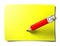 Yellow stick note with pencil