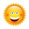 yellow sticker happy sun icon