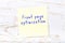 Yellow sticky note with handwritten text front page optimization