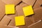 Yellow sticky note on kraft brown notebook on table background.creativity thinking method ideas.content marketing concept