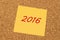Yellow sticky note - New Year 2016
