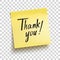 Yellow sticky note with text `Thank you!`. Vector