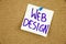 A yellow sticky note writing, caption, inscription Web Design Website Coding Concept in black ext on a sticky note