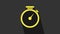 Yellow Stopwatch icon isolated on grey background. Time timer sign. 4K Video motion graphic animation