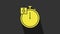 Yellow Stopwatch icon isolated on grey background. Time timer sign. Chronometer. 4K Video motion graphic animation