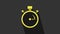 Yellow Stopwatch icon isolated on grey background. Time timer sign. Chronometer sign. 4K Video motion graphic animation